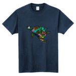 うみがめ柄　半袖Tシャツ　ネイビー　サイズXL