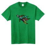 うみがめ柄　半袖Tシャツ　グリーン　サイズS