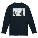 【義援金】返礼品　ザトウクジラ柄　長袖Tシャツ　ネイビー　サイズご指定ください